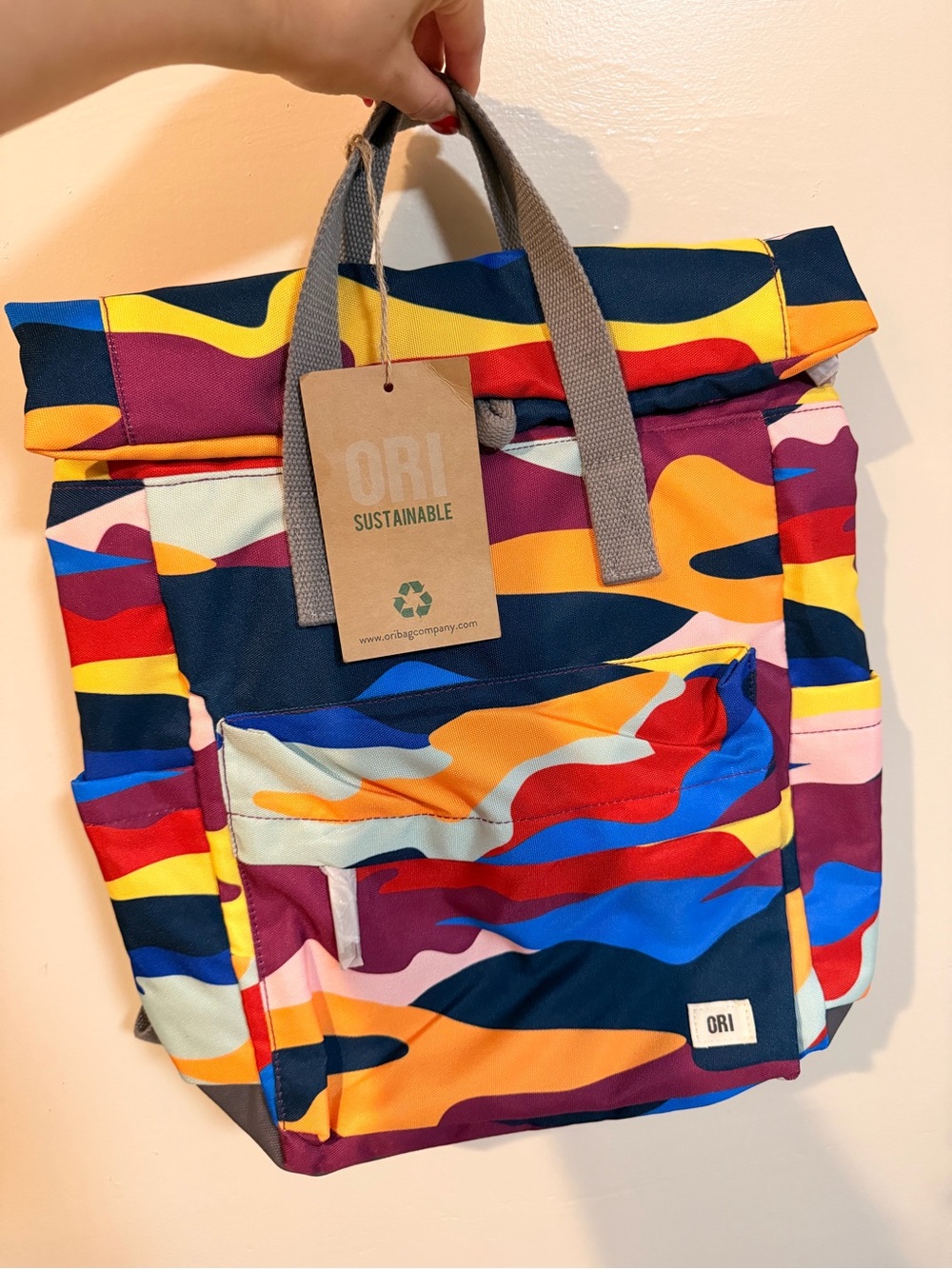 ORI Sustainable Multicolor Roll-Top Backpack